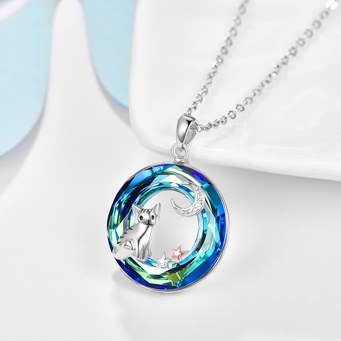 Dreamboat Sterling Silver Cat Necklace for Women Crystal Necklace Cute Animal Necklace Kitten Necklace Cat Pendant Friendship Cat Jewelry Gifts