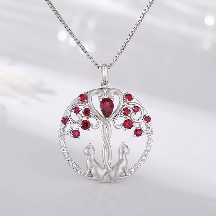 jiamiaoi 18K White Gold Plated Cat Necklace 925 Sterling Silver Diamond Cat Necklace Silver Cat On Moon Necklace for Women Gift for Birthday/Christmas, Come with Gift Box