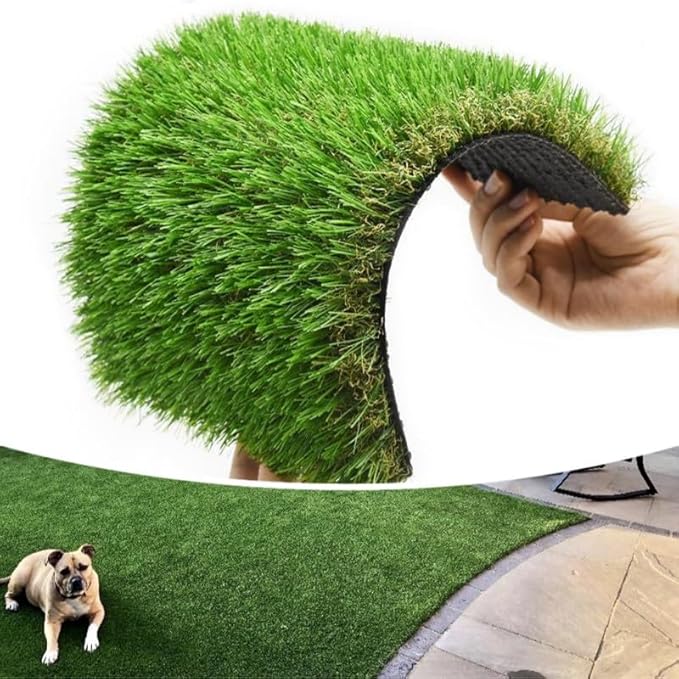 Artificial Grass Rug 1.38" Thickness, 15x62 Feet Indoor Outdoor Fake Grass Carpet, Pet Turf for Dogs, Cats, Rabbits, Chicken, Easy Install and Clean with Good Drainage