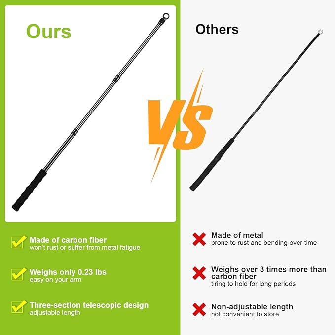 Carbon Fiber Flirt Pole for Dogs, 0.23 Pounds Lightweight Dog Flirt Pole for Large Medium Small Dogs, Telescopic Flirt Stick with 2 Toys & 2 Ropes (40 Inches Pole)