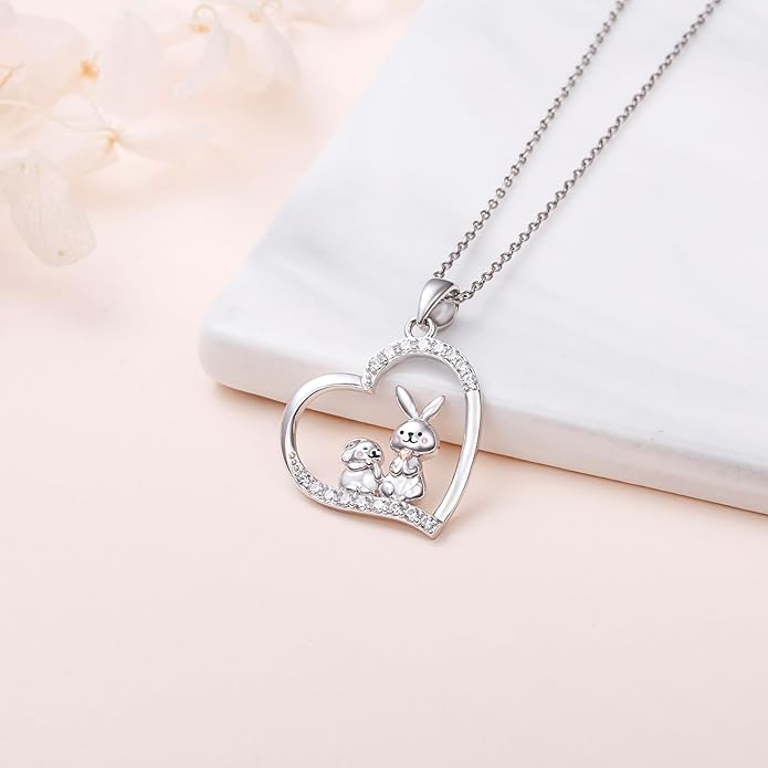 FLYOW Elephant Necklace Cat Necklace Bunny Neklace Horseshoe Necklace Blue Jay Necklace Sterling Silver Animal Necklaces for Women