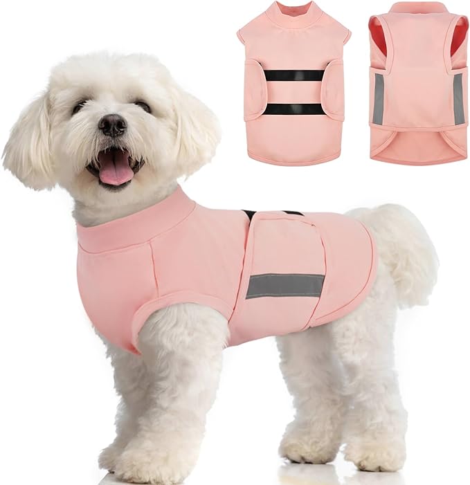 MIGOHI Dog Anxiety Relief Coat,Comfort Anxiety Vest for Dogs,Adjustable Dog Anxiety Calming Wrap for Fireworks,Thunderstorm,Travel,Separation,Anxiety Jacket for Small Dogs,XS,Pink