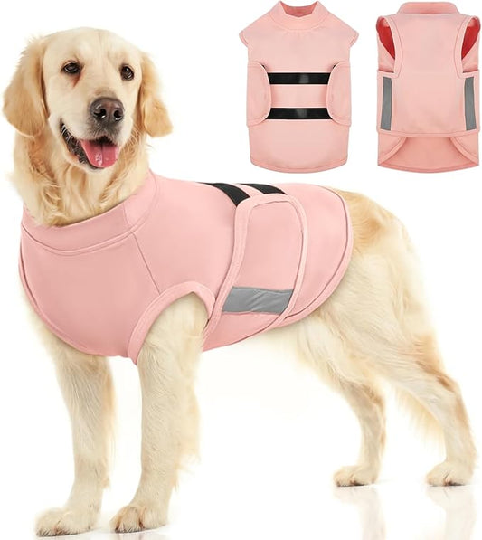 MIGOHI Dog Anxiety Relief Coat,Comfort Anxiety Vest for Dogs,Adjustable Dog Anxiety Calming Wrap for Fireworks,Thunderstorm,Travel,Separation,Anxiety Jacket for Large Dogs,L,Pink