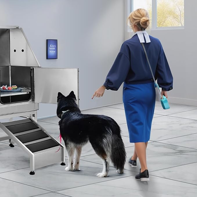 VEVOR Dog Grooming Tub, 62" L Pet Wash Station, 304 Stainless Steel Pet Grooming Tub Rated 661LBS Load Capacity, Non-Skid Dog Washing Station Comes with Ramp, Faucet, Sprayer and Drain Kit