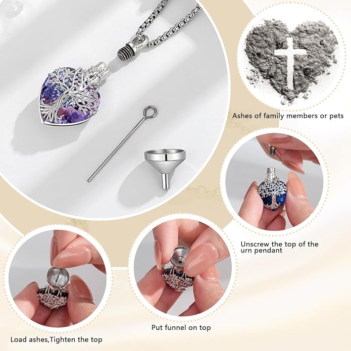 EUDORA Sterling Silver Urn Necklace for Ashes for Women Men, Ash Pendant for Human Cat Dog Ashes, Necklace for Ashes of Loved One Dad Mom Papa Pet Cremation Souvenir Jewelry for Funeral, 20inch