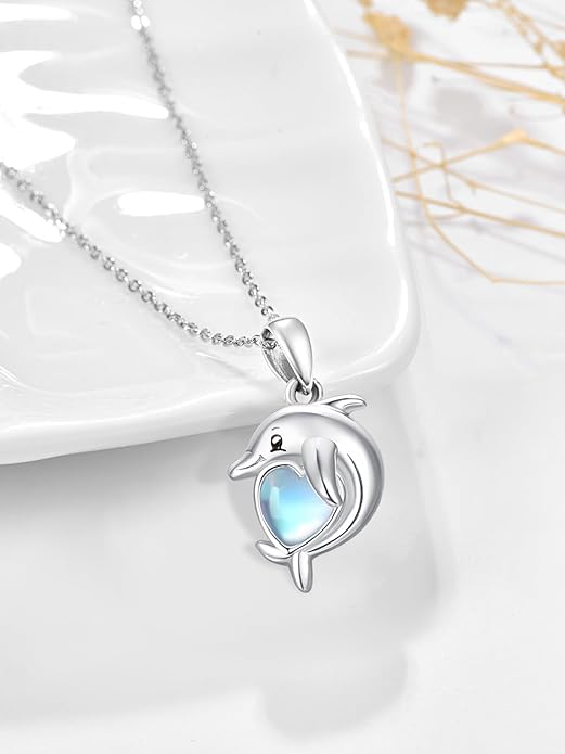 Dreamboat Moonstone Animal Pendant Necklace for Women 925 Sterling Silver Cute Animals Jewelry Gifts