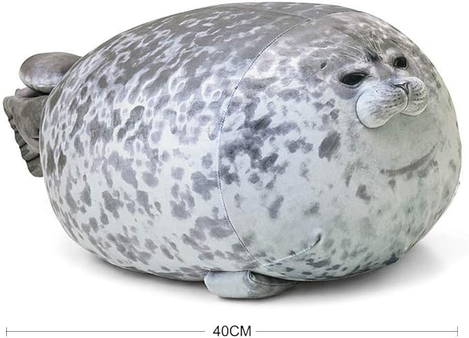 EHOTONG Cute Blob Seal Pillow, Chubby Seal Plush Hug Pillow Soft Stuffed Animal Toy (Gray,15")