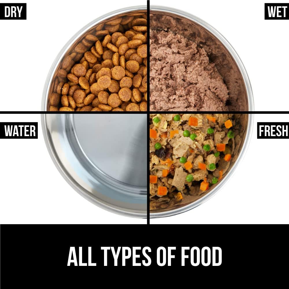 GORILLA GRIP Set of 2 Dog Bowls, Heavy Duty Metal Food and Water Bowl for Feeding Dogs and Cats, Dishwasher Safe, Rust Resistant Stainless Steel, BPA Free Rubber Base, Holds 2 Cups (16 fl oz), Gray