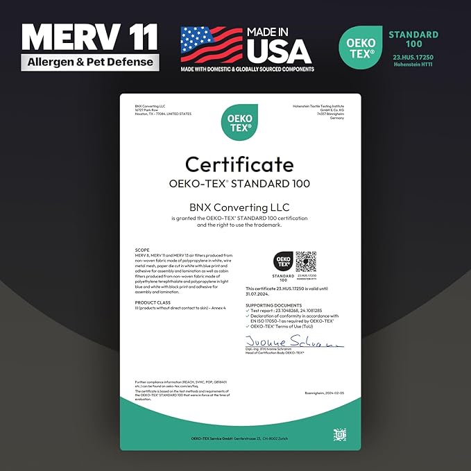 BNX TruFilter 16x24x1 Air Filter MERV 11 (2-Pack) - MADE IN USA - Allergen Defense Electrostatic Pleated Air Conditioner HVAC AC Furnace Filters for Allergies, Dust, Pet, Smoke, Allergy MPR 1200 FPR 7