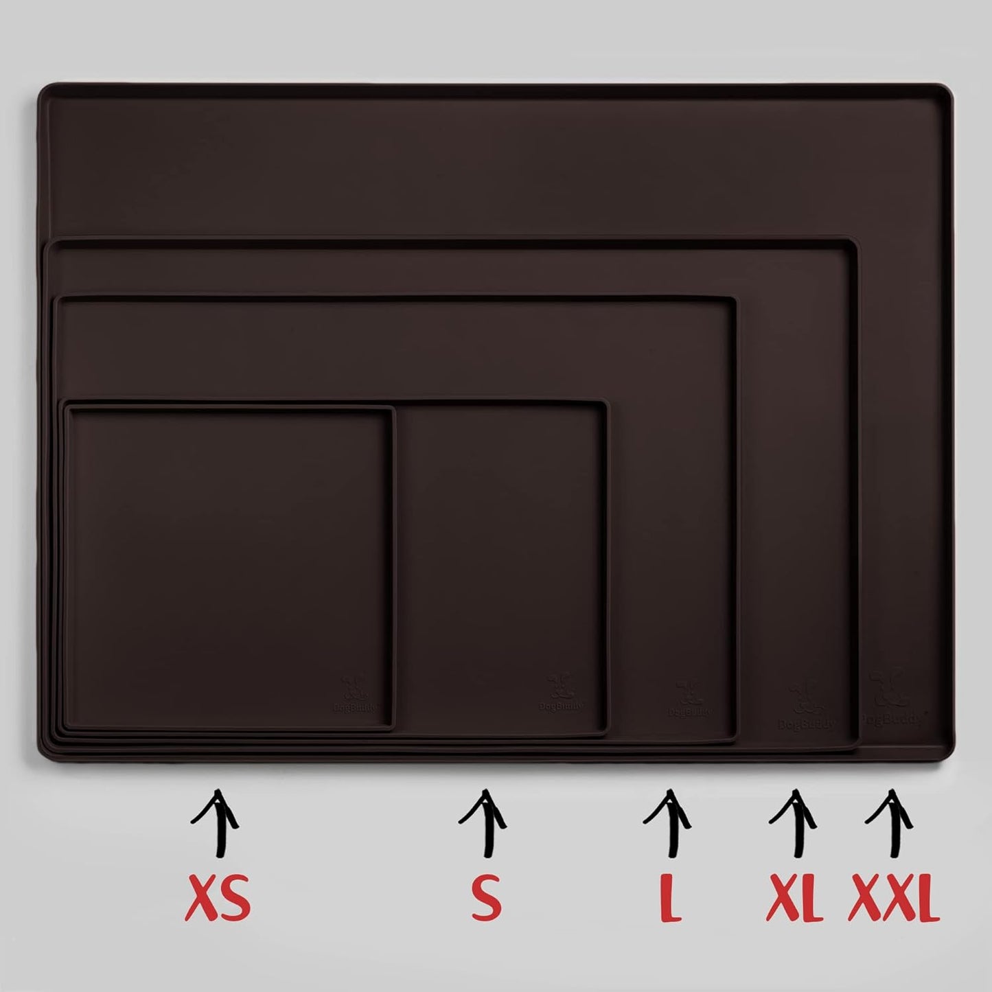 DogBuddy Dog Food Mat – Waterproof Dog Bowl Mat for Food and Water, Silicone Pet Feeding Mats for Floors, Non-Slip Placemat with High Edges for Dogs Bowls, Puppy Essentials (XS: 11" x 11", Coffee)