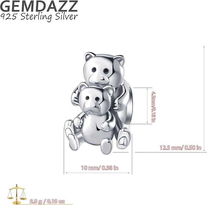GEMDAZZ Animal Theme Charms in 925 Sterling Silver, Cute 3D Polar Bear, Frog, Cicada, Ladybug, Bee, Dragonfly Beads fit European Women Bracelet, Gift for Birthday/Christmas/Friends/Mom/Lover