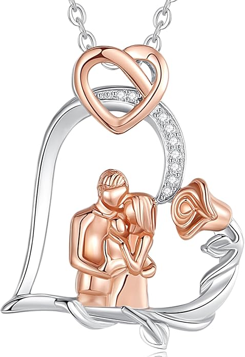 EUDORA Sterling Silver Mother Daughter Necklace for Women, Mama Son Daughter Necklace Pendant for Mom and Daughter,Mom Jewelry from Daughter Mother's Day Gift for Mother Daughter Aunt Grandma