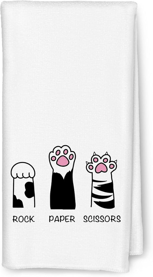 Funny Cat Hand Towels, 16x24 In, Cotton/Linen, Multi-Purpose, Decorative/Playful, Floral Pattern, 350 gsm, 1 Count