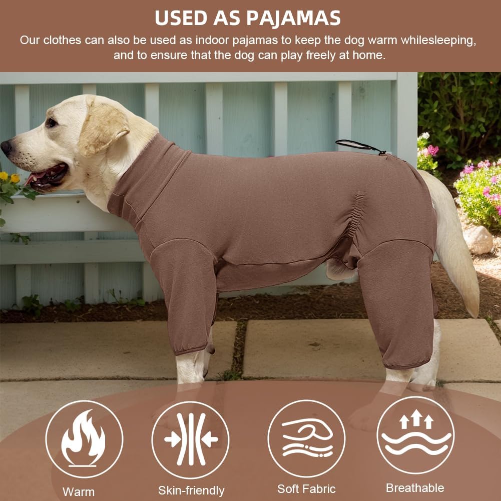 Dog Pyjamas PJS Sweater Clothing and Home Clothing Suitable for Medium to Large Breeds of Dogs, Dog Neutering Suits, Extra-Large Stretch Fabric, Four-Legged Clothe (Thickened Coffee, 4XL)