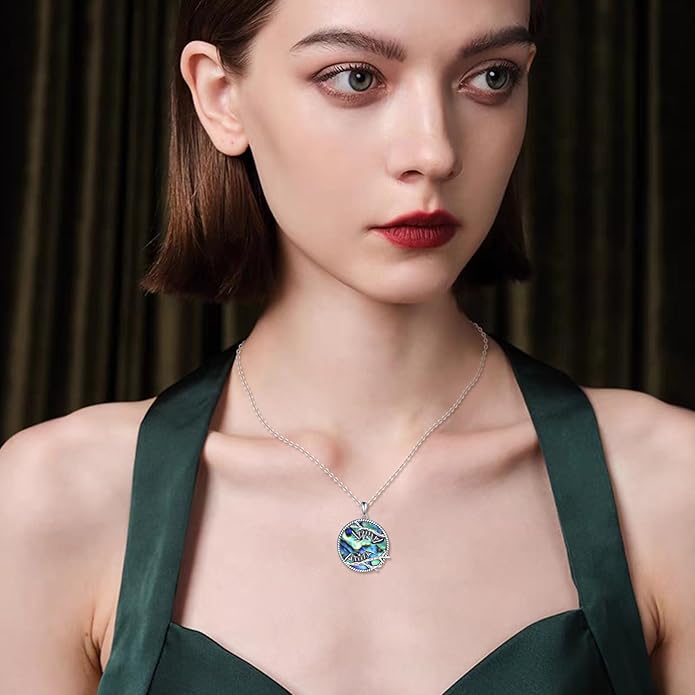 AOBOCO Cat Necklace Sterling Silver Bat Black Cat Quartz Cat Necklace Ghost Pumpkin Pentagram Witch Pendant Necklace Halloween Gifts for Women