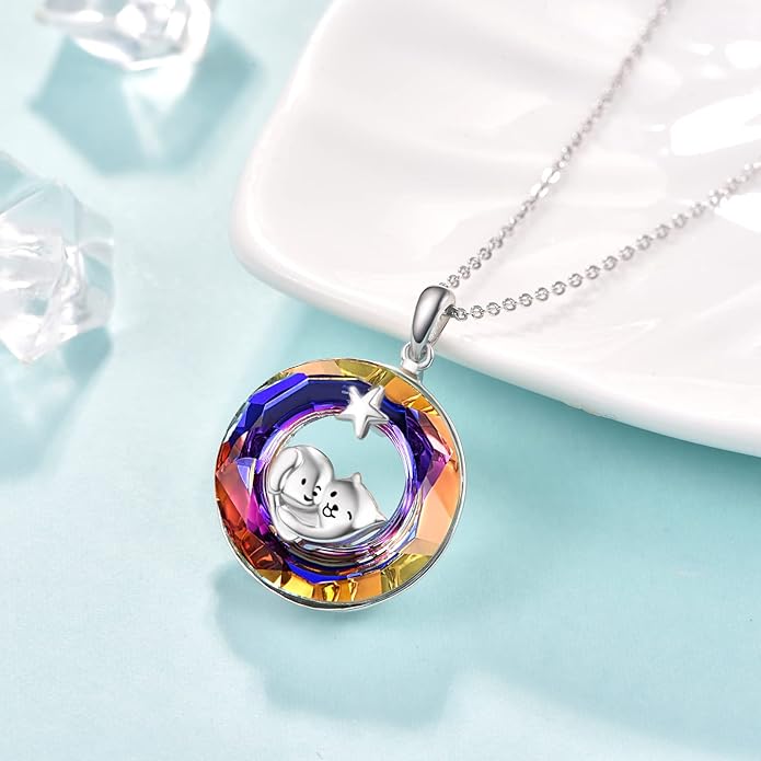 Dreamboat Sterling Silver Cat Necklace for Women Crystal Necklace Cute Animal Necklace Kitten Necklace Cat Pendant Friendship Cat Jewelry Gifts