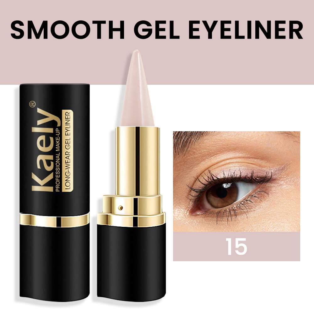 evpct Pale Mauve Long Wear Gel Eyeliner Pencils for Women, Mauve Eye Liner Pencil Pen Natural Makeup Glide Smooth, Eye Liner Waterproof Smudge Proof, Cream Eyeliner Lipstick Set, delineador de ojos