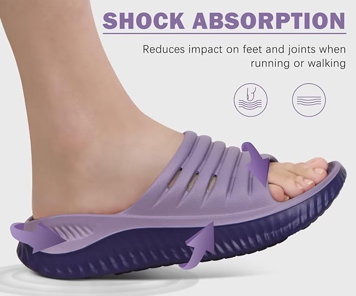 KuaiLu Womens Recovery Sandals With Comfortable Plantar Fasciitis Support,Ladies Orthotic Open Toe Sport Slides Thick Cushion Reduces Stress on Feet,Joints & Back Post-Exercise