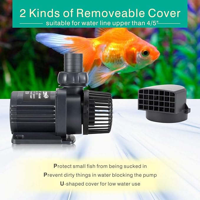 Hygger 2120GPH Quiet Submersible and External 24V Water Pump, with Controller (30%-100% Settings), Powerful Return Pump for Fish Tanks, Aquariums, Ponds, Fountains, Sump, Hydroponics (65W, 18ft)