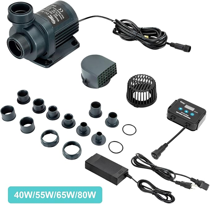 Hygger 2650GPH Quiet Submersible and External 24V Water Pump, with Controller (30%-100% Settings), Powerful Return Pump for Fish Tanks, Aquariums, Ponds, Fountains, Sump, Hydroponics (80W, 19.7ft)