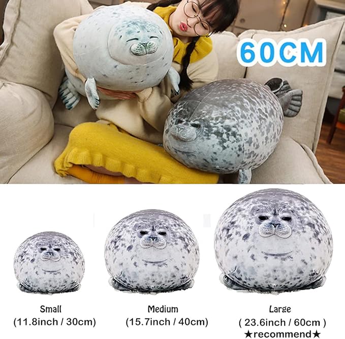 ETAOLINE Chubby Blob Seal Pillow Cute Seal Plush Toy Cotton Stuffed Animals (Medium)