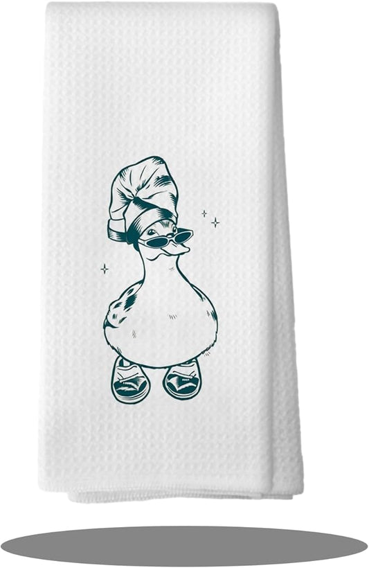 Funny Bar Kitchen Bathroom Decor Towels - Funny Housewarming Kitchen Dish Towels Gift for Family Friends Colleagues, Cool Duck in Slippers Bathroom Hand Towels 16″×24″Inches