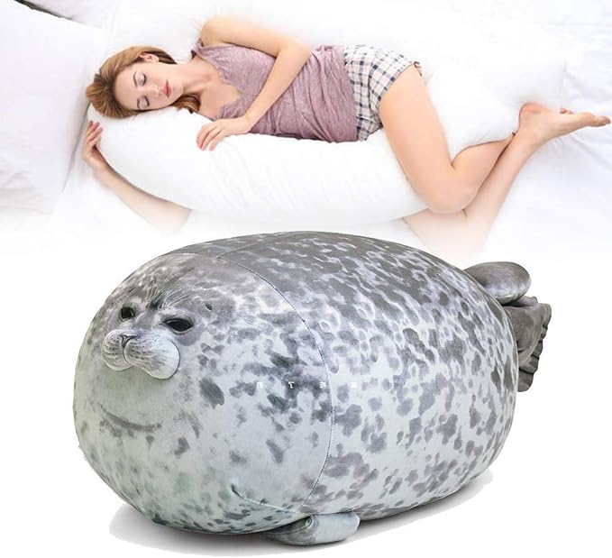ETAOLINE Chubby Blob Seal Pillow Cute Seal Plush Toy Cotton Stuffed Animals (Medium)