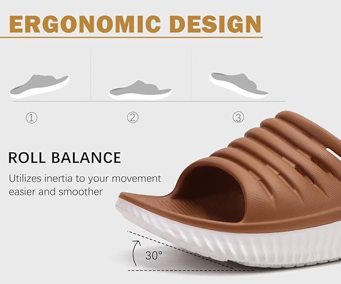 KuaiLu Womens Recovery Sandals With Comfortable Plantar Fasciitis Support,Ladies Orthotic Open Toe Sport Slides Thick Cushion Reduces Stress on Feet,Joints & Back Post-Exercise