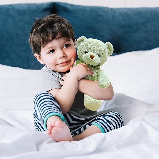Green Teddy Bear Stuffed Animal 13.4” Soft Small Stuffed Teddy Bear Plush Toy Cute Cuddly Bear Plush for Kids Girls Birthday Mother's Day Graduation Wedding Party