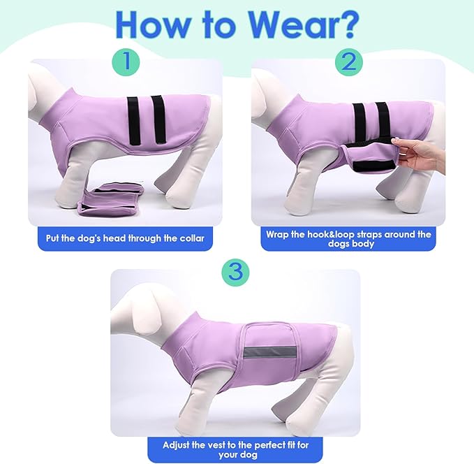 MIGOHI Breathable Dog Anxiety Calming Vest,Dog Firework Anxiety Relief Vest,Dogs Stress and Anxiety Relief Coat,Anxiety Vest for Large Dogs,XL,Lightpurple