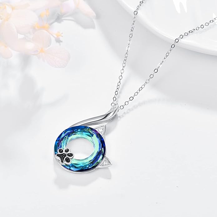 Dreamboat Sterling Silver Cat Necklace for Women Crystal Necklace Cute Animal Necklace Kitten Necklace Cat Pendant Friendship Cat Jewelry Gifts