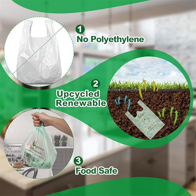 OrangeBio 6~8 Gallon Compostable Trash Bags, 100 Count, 30 Liter, 100 Count, 0.85 Mil Heavy Duty, Food Scrap Bags for Medium Bins, US BPI ASTM D6400 and OK Compost Home Certified