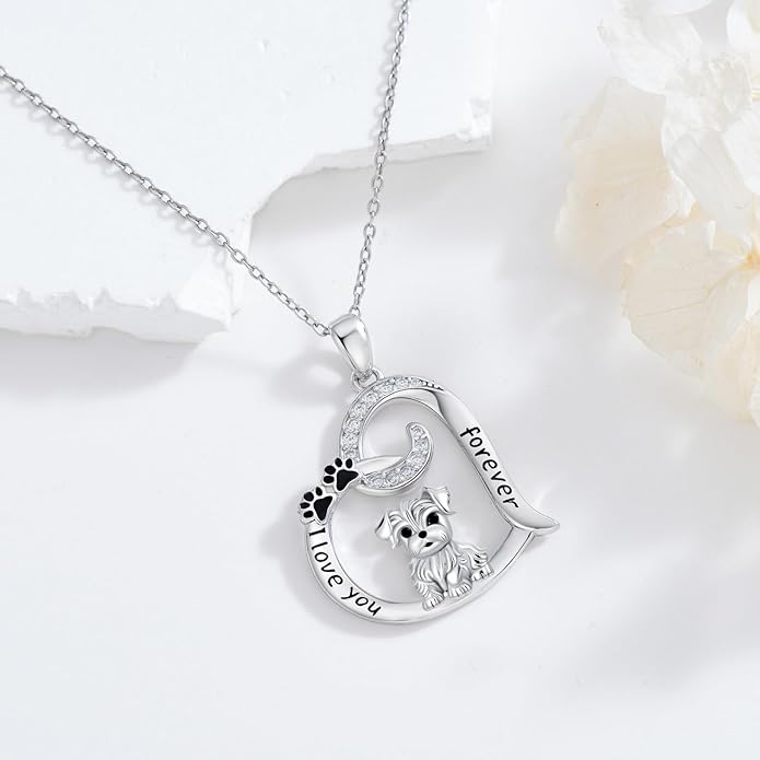 Dog/Paw Print/Infinity Necklace for Women 925 Sterling Silver Heart Dogs Pendant Necklaces Jewelry Christmas Birthday Gifts for Dog Lovers Friends