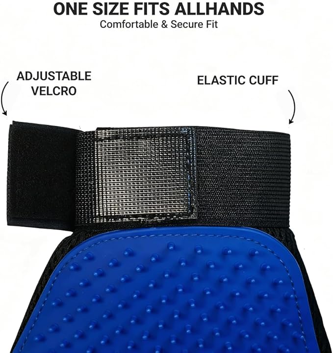 Pet Hair Remover Glove - Gentle Deshedding Brush Glove for Dogs & Cats - Enhanced Grooming & Massage Mitt for Long and Short Fur - Perfect for Shedding and Bathing (Blue, 1 Piece)