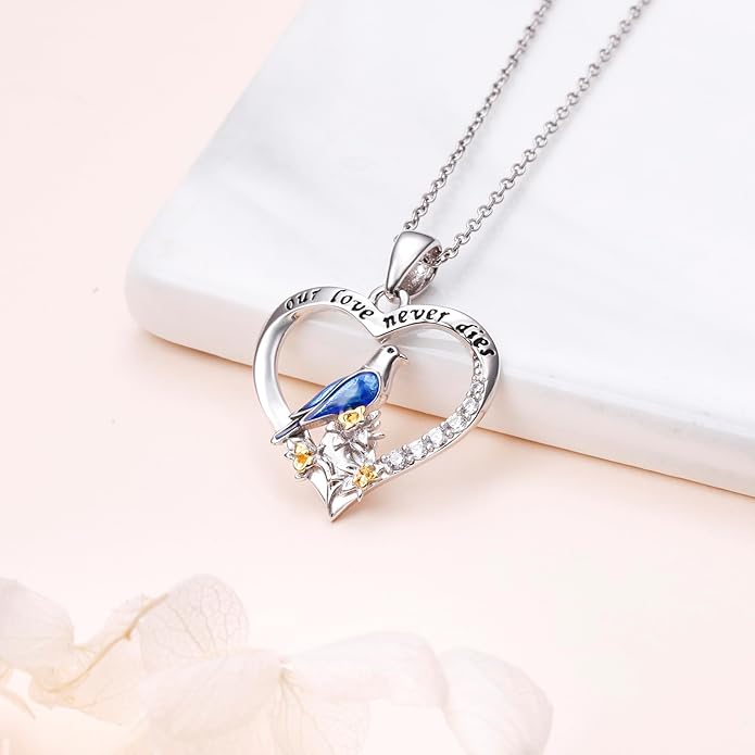 FLYOW Elephant Necklace Cat Necklace Bunny Neklace Horseshoe Necklace Blue Jay Necklace Sterling Silver Animal Necklaces for Women