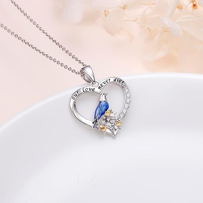 FLYOW Elephant Necklace Cat Necklace Bunny Neklace Horseshoe Necklace Blue Jay Necklace Sterling Silver Animal Necklaces for Women