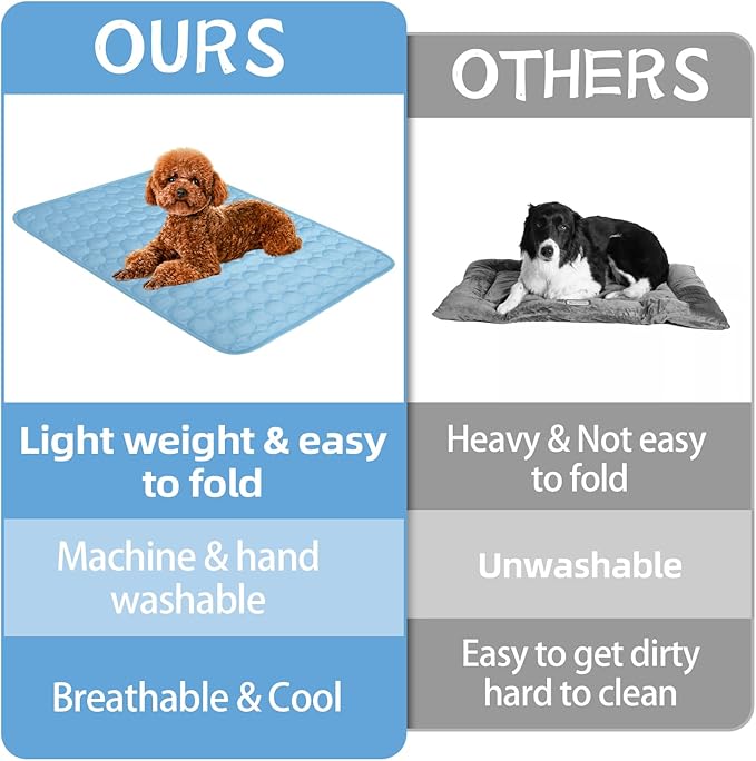 Dog Cooling Mat,2025 Upgrade Pet Cooling Mat for Dogs Cats,Summer Ice Silk Cool Mats & Sleeping Pad for Indoor or Outdoor,Perfect as Blanket for Kennel Sofa Bed Floor Car (Blue, Large, 26.7"x20.8")