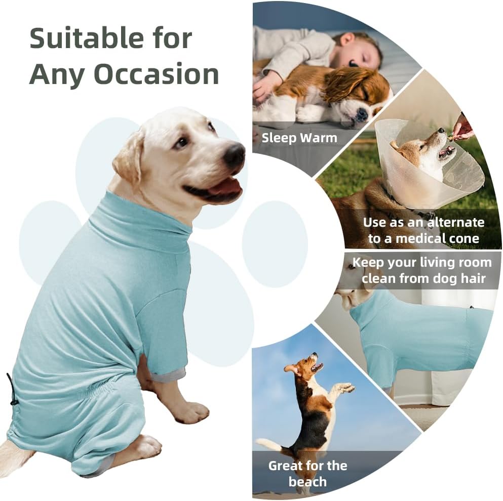 Dog Pyjamas PJS Sweater Clothes and Home Clothing Suitable for Small to Medium Breeds of Dogs, Dog Neutering Suits, Extra-Large Stretch Fabric, Four-Legged Clothes(Thin Blue, L)
