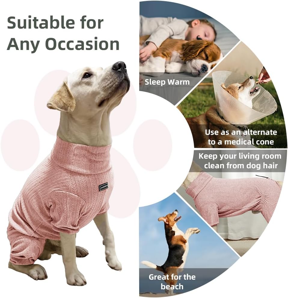 Dog Pyjamas PJS Sweater Clothing and Loungewear Suitable for Medium to Large Breeds of Dogs, Neutering Suits, Extra-Large Stretch Fabric, Four-Legged Dogs Clothes Pyjamas (Sweater Pink, 4XL)