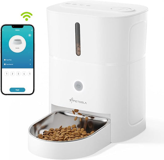 Automatic Cat Feeder, 5G & 2.4G Wi-Fi Cat Food Dispenser with APP Control, 3L Timed Pet Feeder for Pet Dry Food, 1-10 Meals Per Day