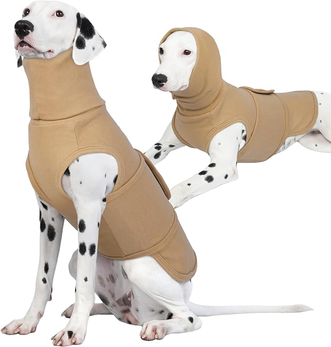 ROZKITCH Calming Jacket for Large Dogs, Pet Apparel & Accessories for Lightning, Fireworks, 4th of July, Vet Visits, Anxiety Jacket for Dog Khaki 3XL