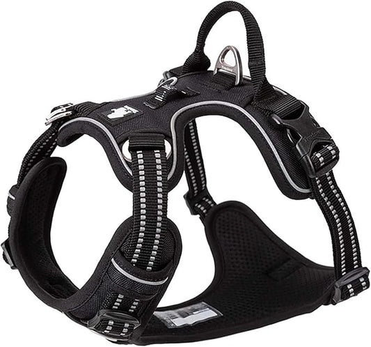 TRUE LOVE Dog Harness No Pull Nylon Reflective Pet Harness Adjustable Comfortable Control Step-in Brilliant Colors Truelove TLH56512 XL Black
