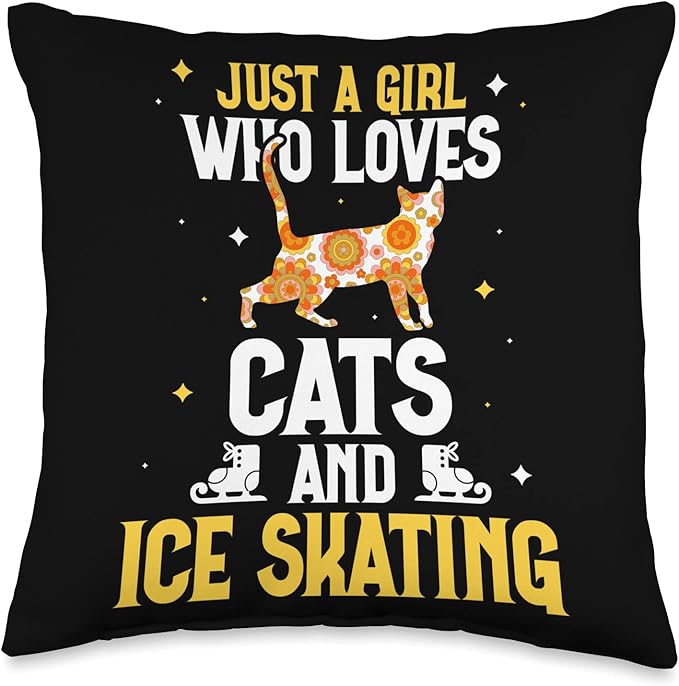 Just a girl who loves cats and ice skating Figure Skating Throw Pillow