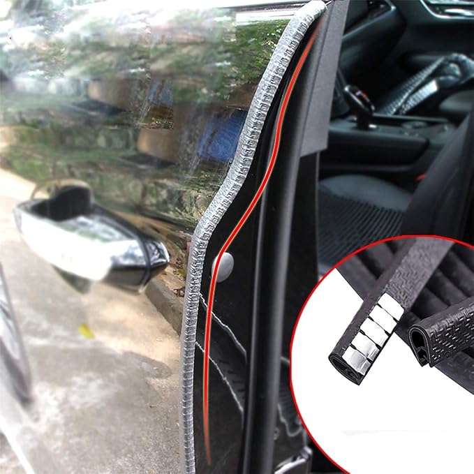 MYFAMIREA 49Ft(15M) Long Car Door Edge Guards, U Shape Edge Trim Rubber Seal Protector Car Door Protection Anti-Collision Rubber Clips Easy to Cut No Need Adhesive Fit for Most Vehicles| Black