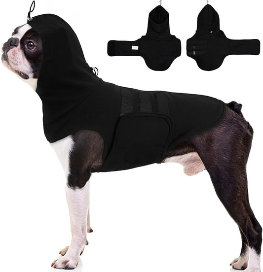 Large Calming Vest for Medium Dogs,Soft Breathable | Anxiety Relief Shirt Wraps with Adjustable Chest & Hood,Security in Fireworks & Lightningstorms,Fear of Noise (Black)