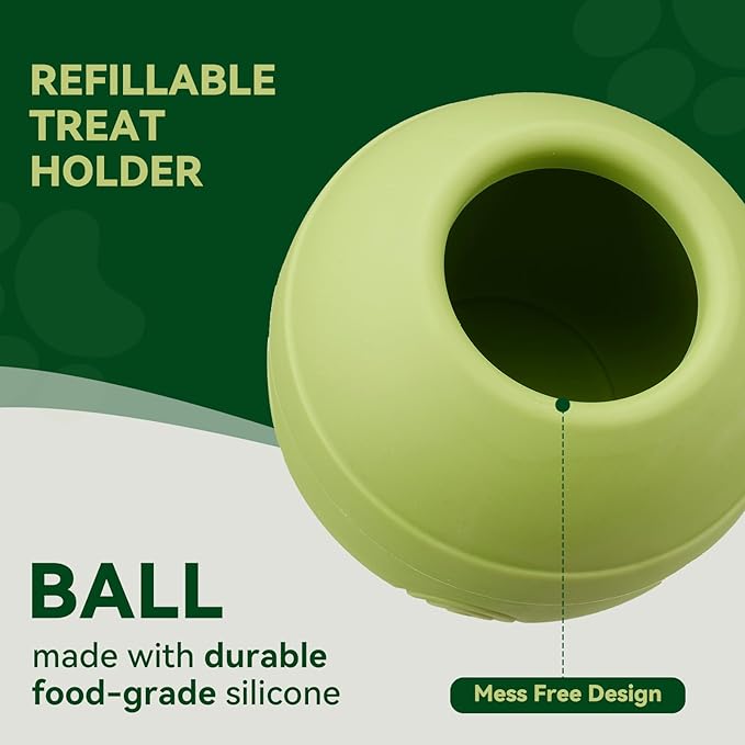 Long-Lasting Interactive Dog Lick Toy, Stuffable Dog Enrichment to Keep Dogs Busy, Wobbly Treat Dispensing Freezable Chew Toys, Food-Grade Safe (Green,S)