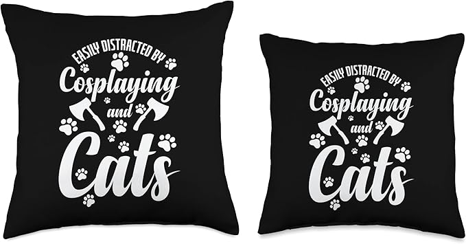Easily Distracted By Cosplaying And Cats Figure Throw Pillow