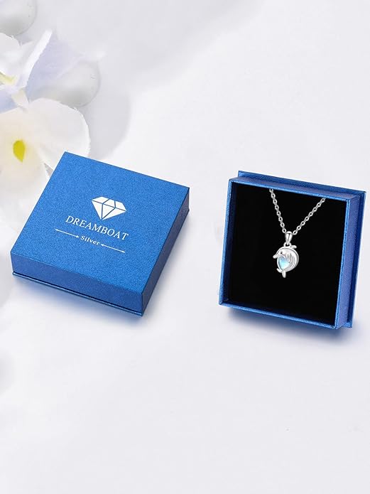 Dreamboat Moonstone Animal Pendant Necklace for Women 925 Sterling Silver Cute Animals Jewelry Gifts