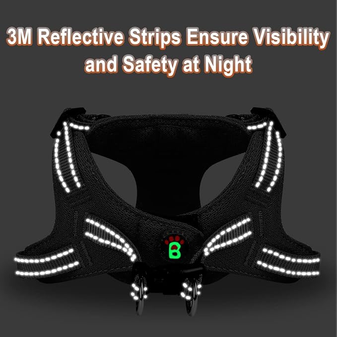 Dog Harness Step in Dog Vest Harness, Reflective Adjustable Puppy No Pull Harness Breathable Soft for Small and Medium Dogs Cats, Black, XS