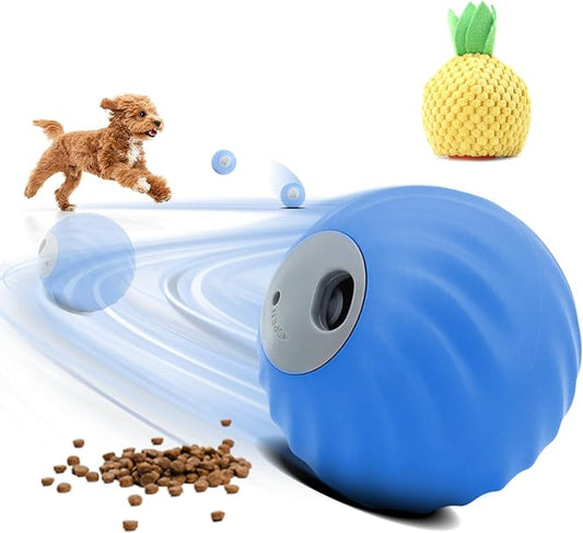 Interactive Dog Toys – Treat Dispensing Puzzle Ball, Food Dispenser Slow Feeder, Enrichment Toy to Keep Dogs Busy, Durable Dog Ball with Knitted Covers for Small Medium Dogs （Blue）